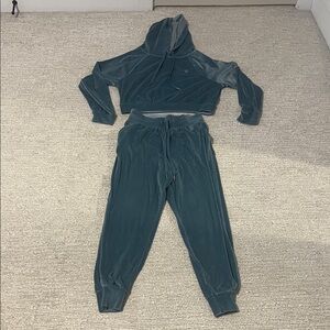 Victoria's Secret Teal Velour Hoodie and Jogger Set